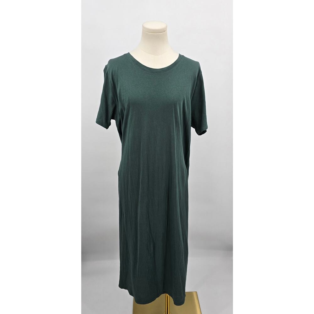 J.Crew Minimalist Casual Natural Fibers‎ Re-Imagined Maxi Tee Dress – Pine Green